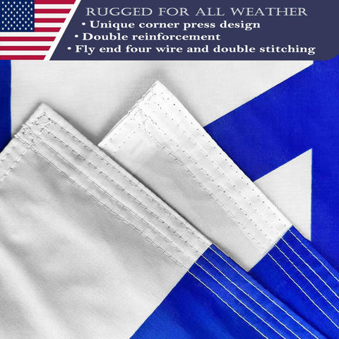 KUOKIP Israel flag brass grommets provide secure outdoor mounting.