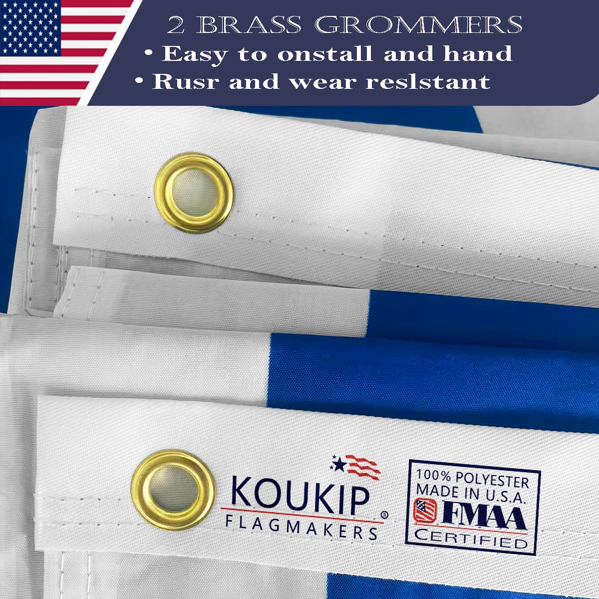 KUOKIP Israel flag triple-panel design enhances color visibility on both sides.