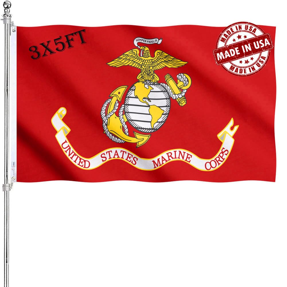 KUOKIP USMC flag 3x5ft front view with vibrant colors and double-sided design