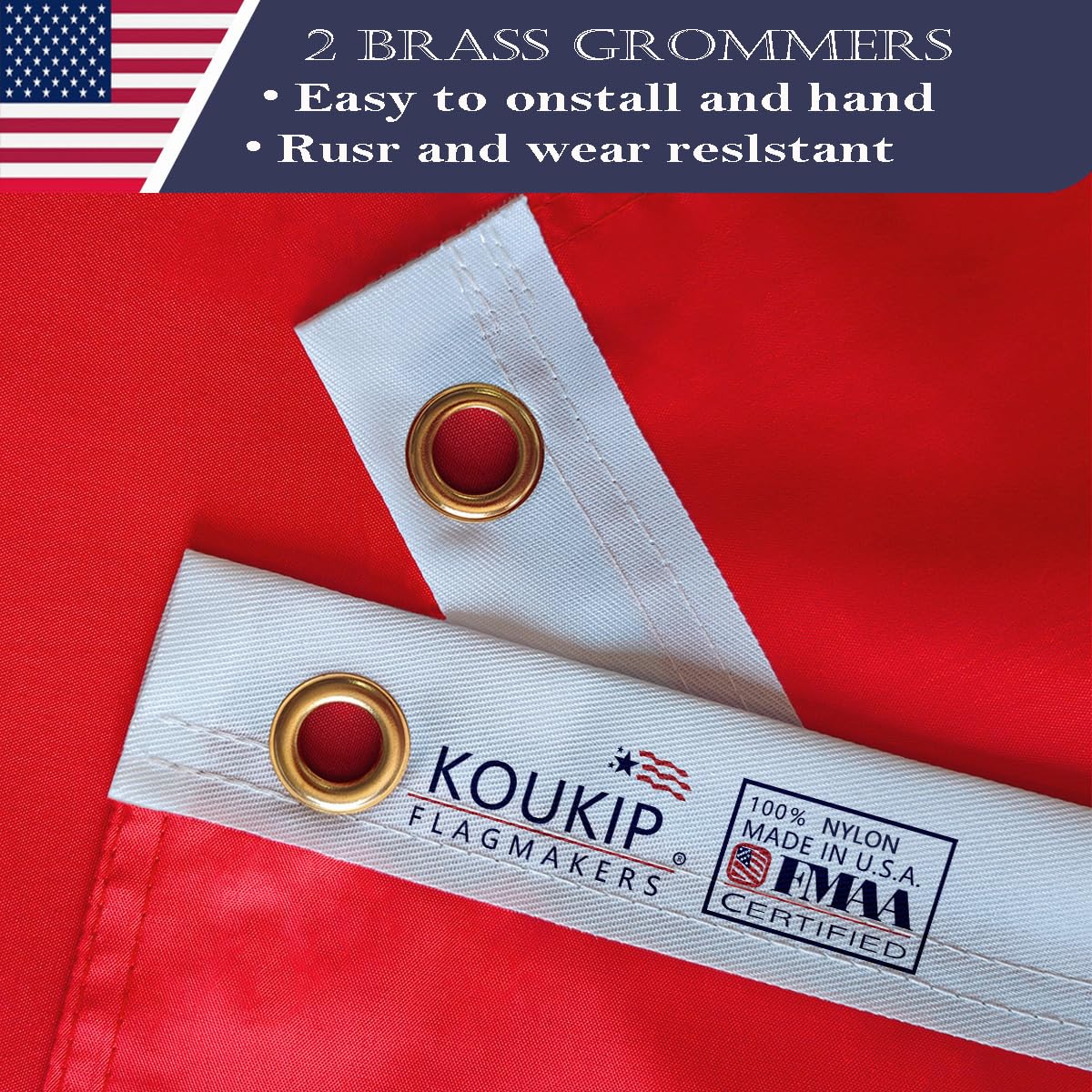 KUOKIP USMC flag triple-panel close-up showing clear graphics