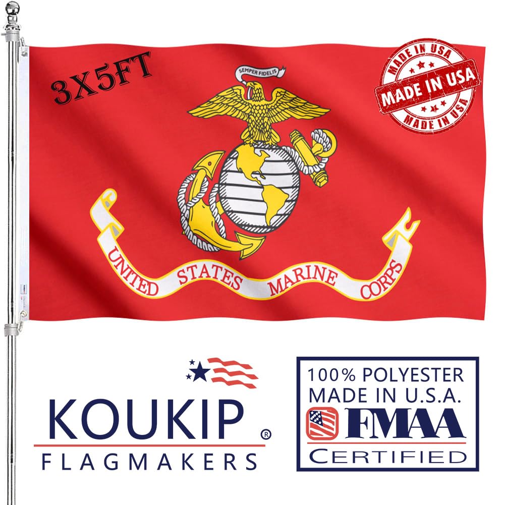 KUOKIP USMC flag double-sided front view for outdoor display