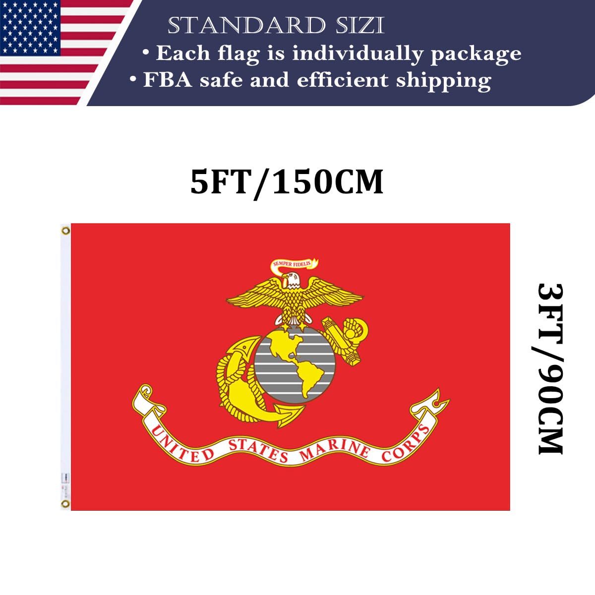 KUOKIP USMC flag gift-ready presentation for home or office display