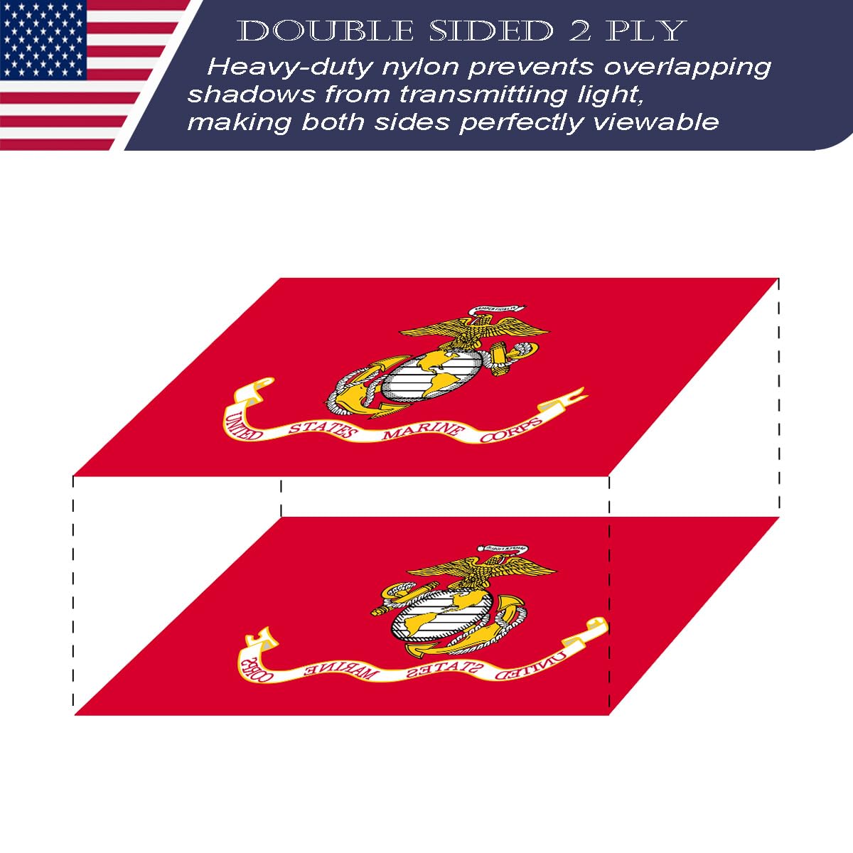 KUOKIP USMC flag mounted on outdoor pole with bold presence