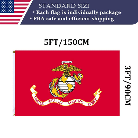 KUOKIP USMC flag displayed indoors on a stand for versatile decor