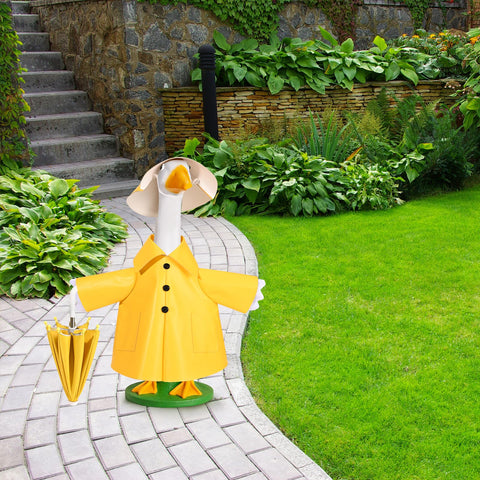 Kuscul easy-assembly goose costume for quick porch setup.