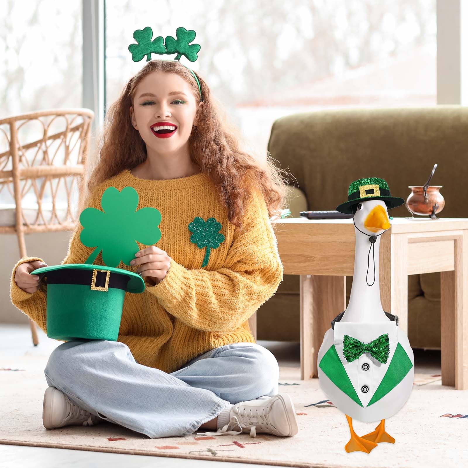 Kuscul Saint Patrick's Day goose decor for garden parties