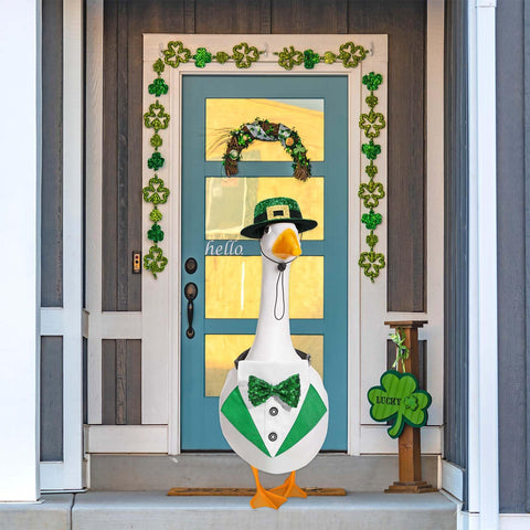 Kuscul garden statue transforms porch and patio with festive goose decor