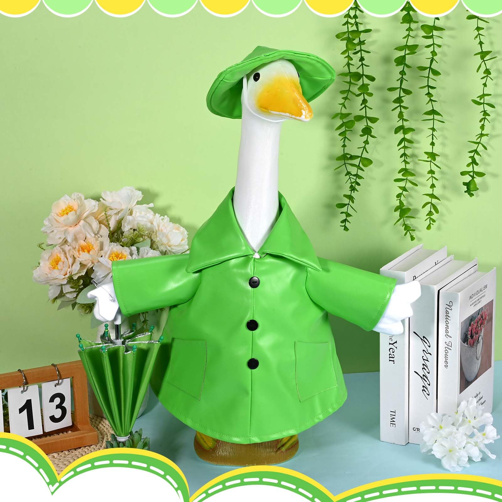 Kuscul goose porch decor set in green for lively spring scenes.
