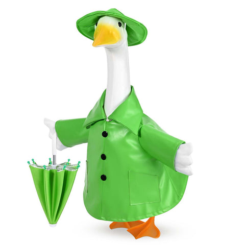 Kuscul raincoat goose outfit with umbrella for durable outdoor decoration.