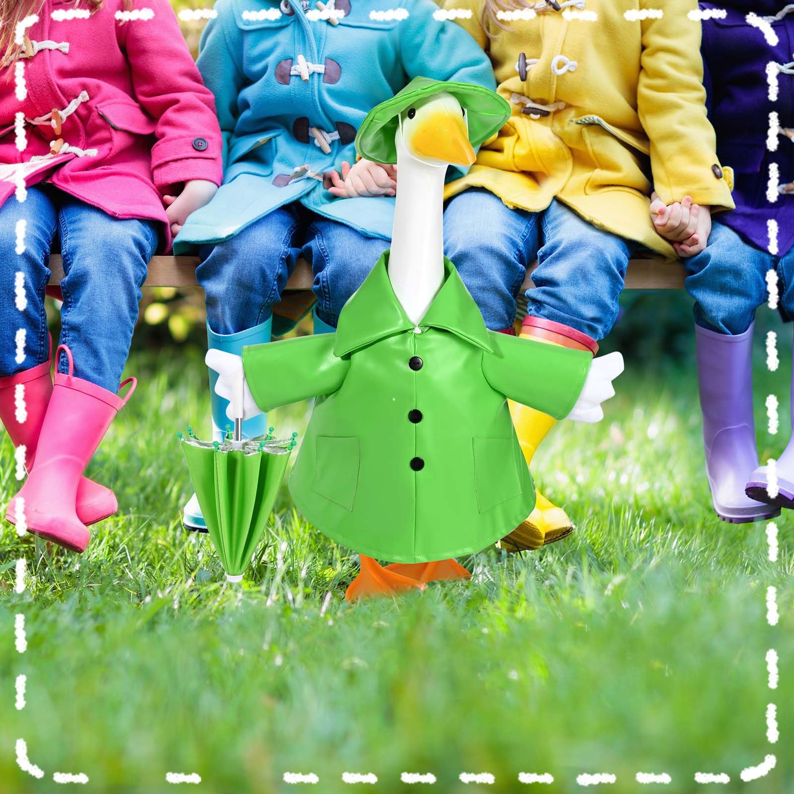 Kuscul spring-themed goose costume brings festive charm to porch or yard.