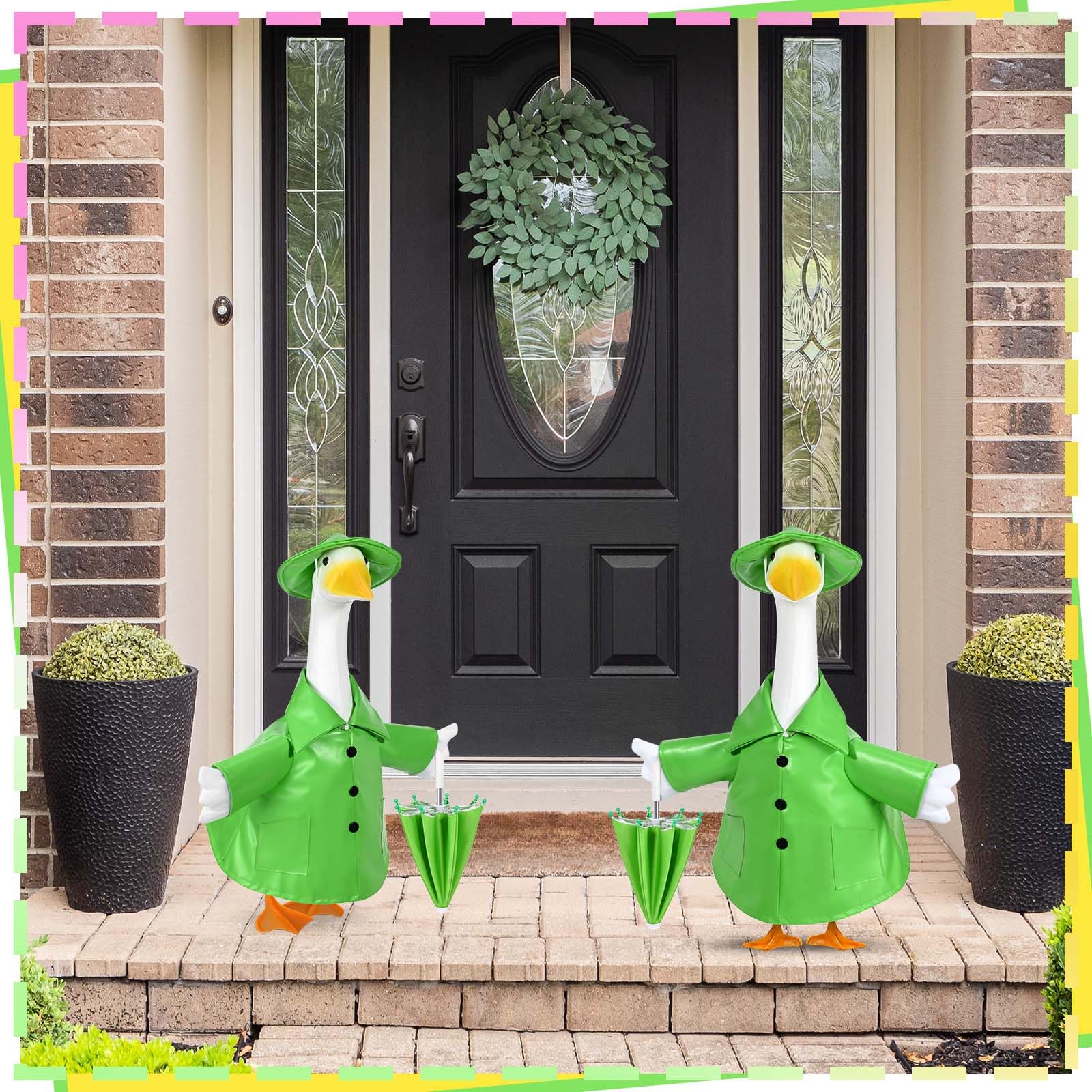 Kuscul summer yard geese costume green fits 23-inch geese for display.