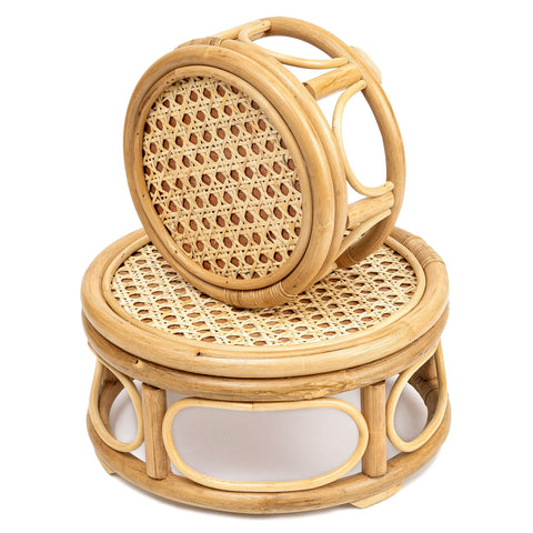 KUTORKILL large rattan round riser elevates a pot with sturdy support and boho style