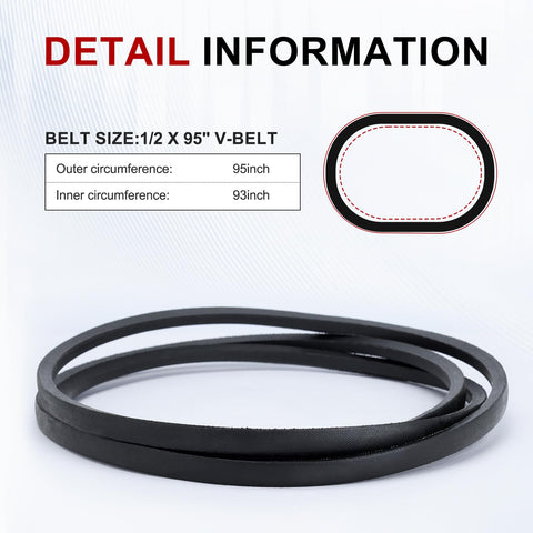Kuupo 144959 deck belt for Poulan PP12012, precise size for smooth mowing