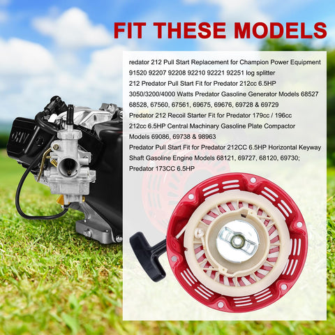 Kuupo 212cc recoil starter compatible with 172–212cc power equipment.