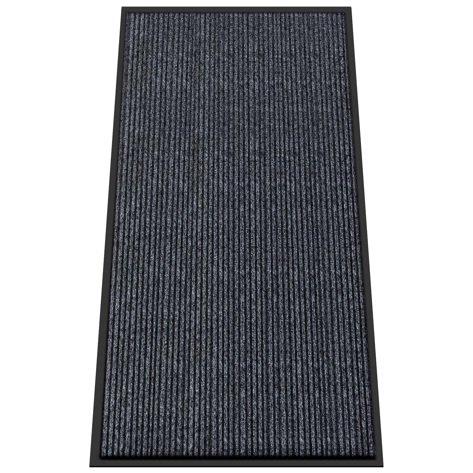 Kuyal front door mat 4x8 in dark gray traps dirt at the entry