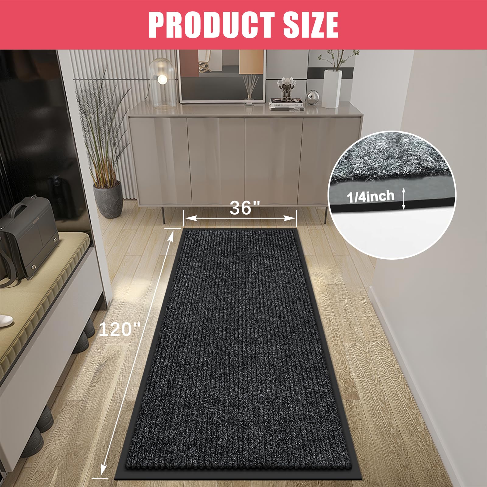 Kuyal mat's deep grooves trap dust and moisture, helping keep interior floors cleaner.