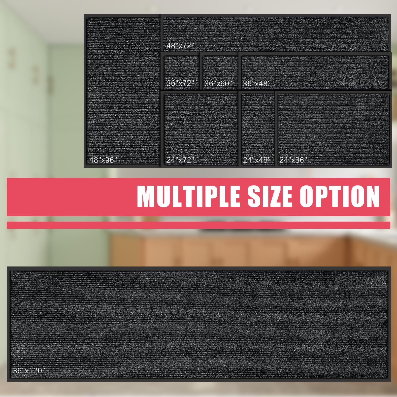 Kuyal front door mat suits various spaces with multiple size options for flexible entryway fits.