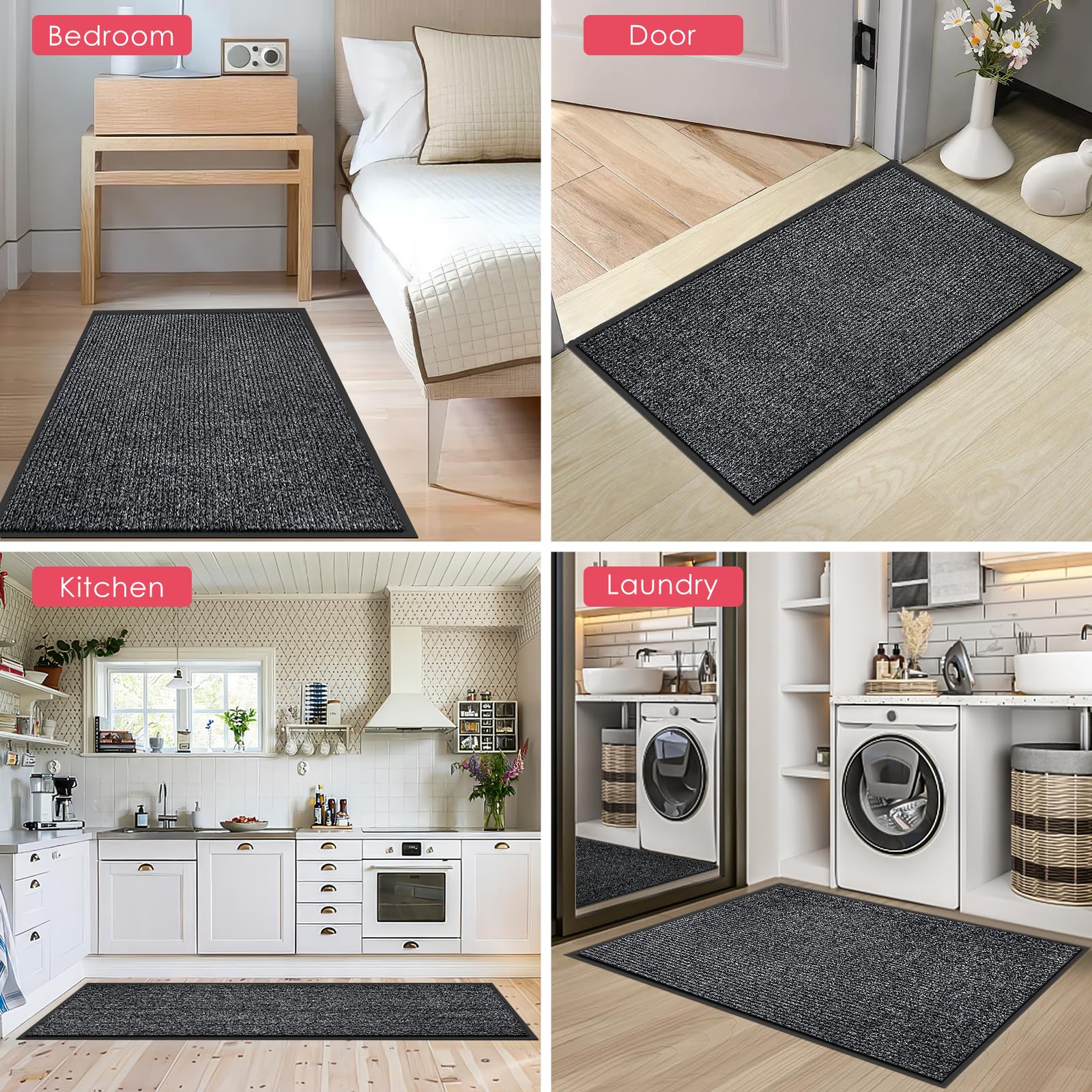 Kuyal front door mat handles heavy foot traffic with durable performance.