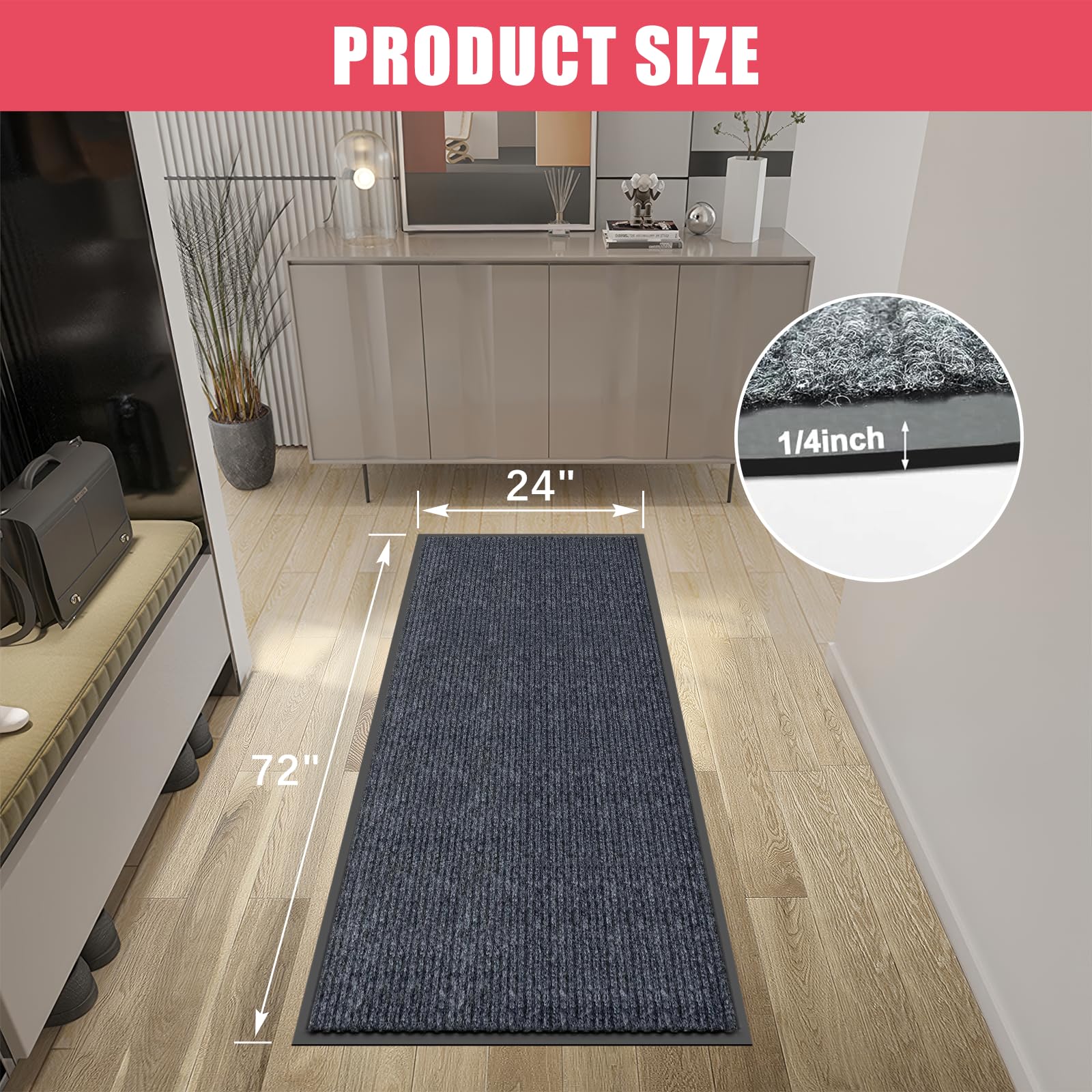 Kuyal rubber backing provides secure, non-slip footing at the entry.