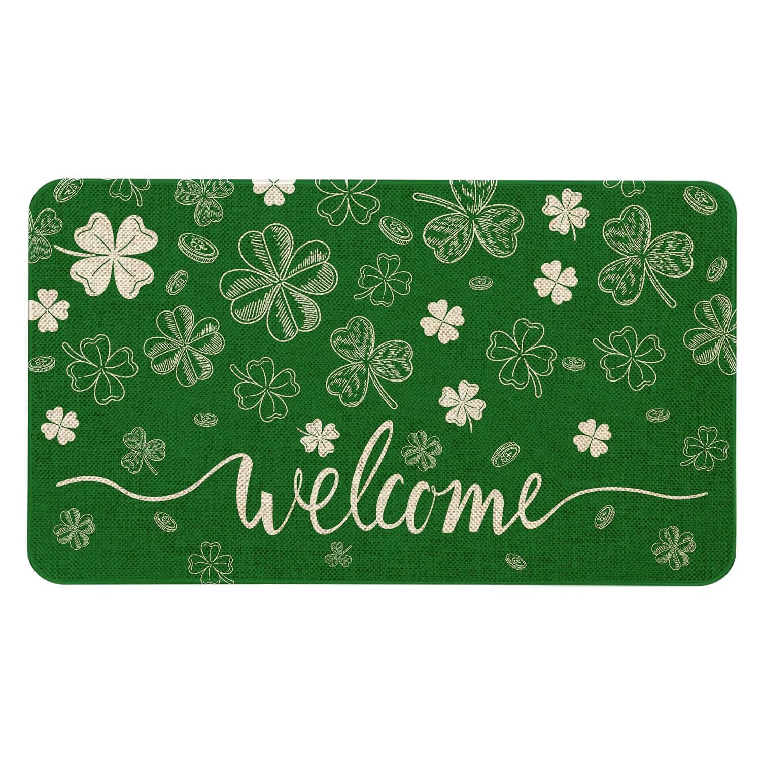 Kuyuayee St Patrick's Day welcome mat front view to protect floors from moisture and dirt