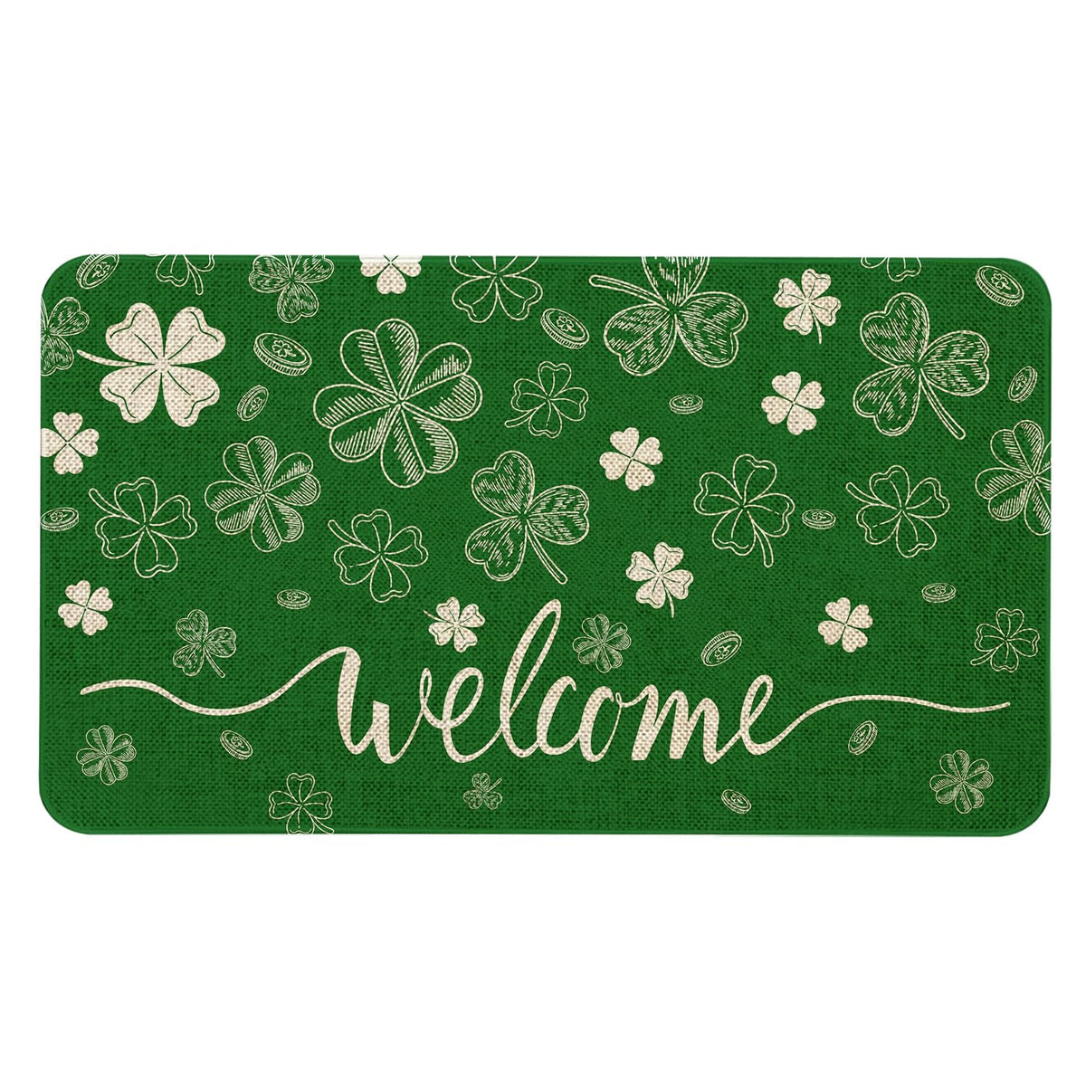 Kuyuayee St Patrick's Day welcome mat front view to protect floors from moisture and dirt
