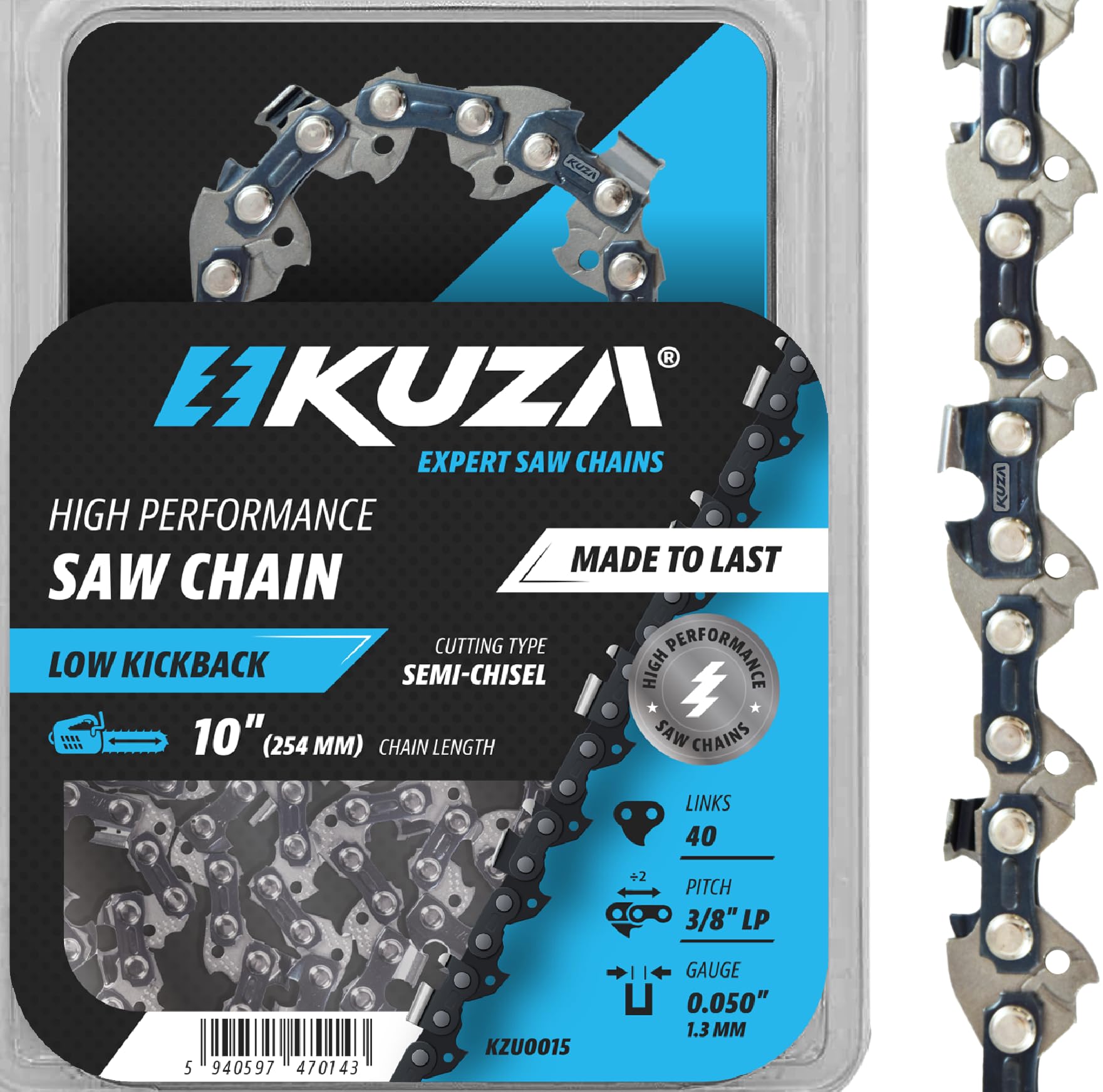 KUZA 10-inch chain box showing packaging and quick installation readiness
