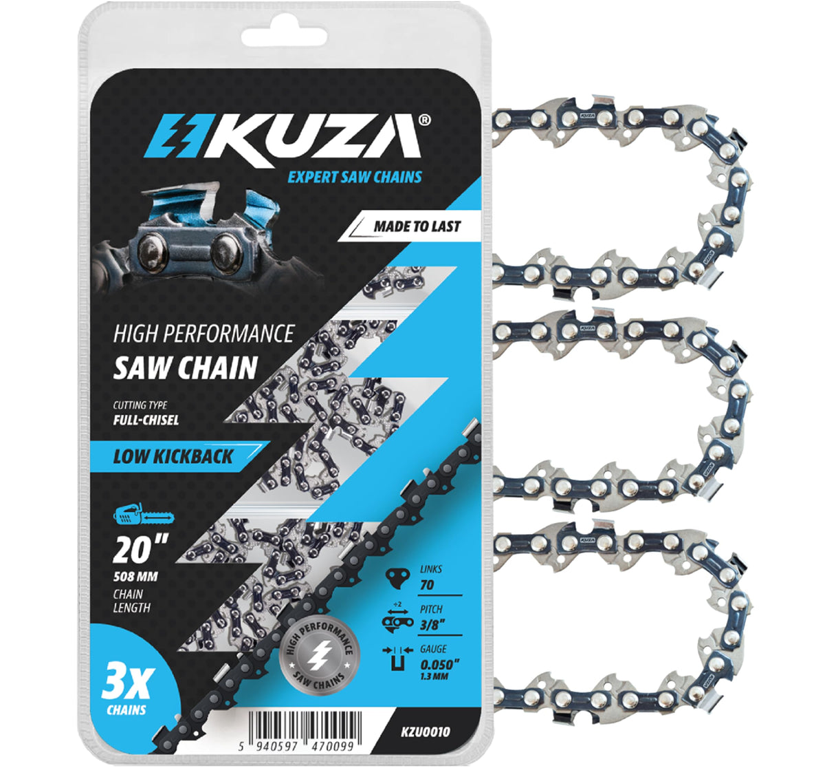 KUZA 72LPX70CQ German steel 20-inch chainsaw chain for durable cuts