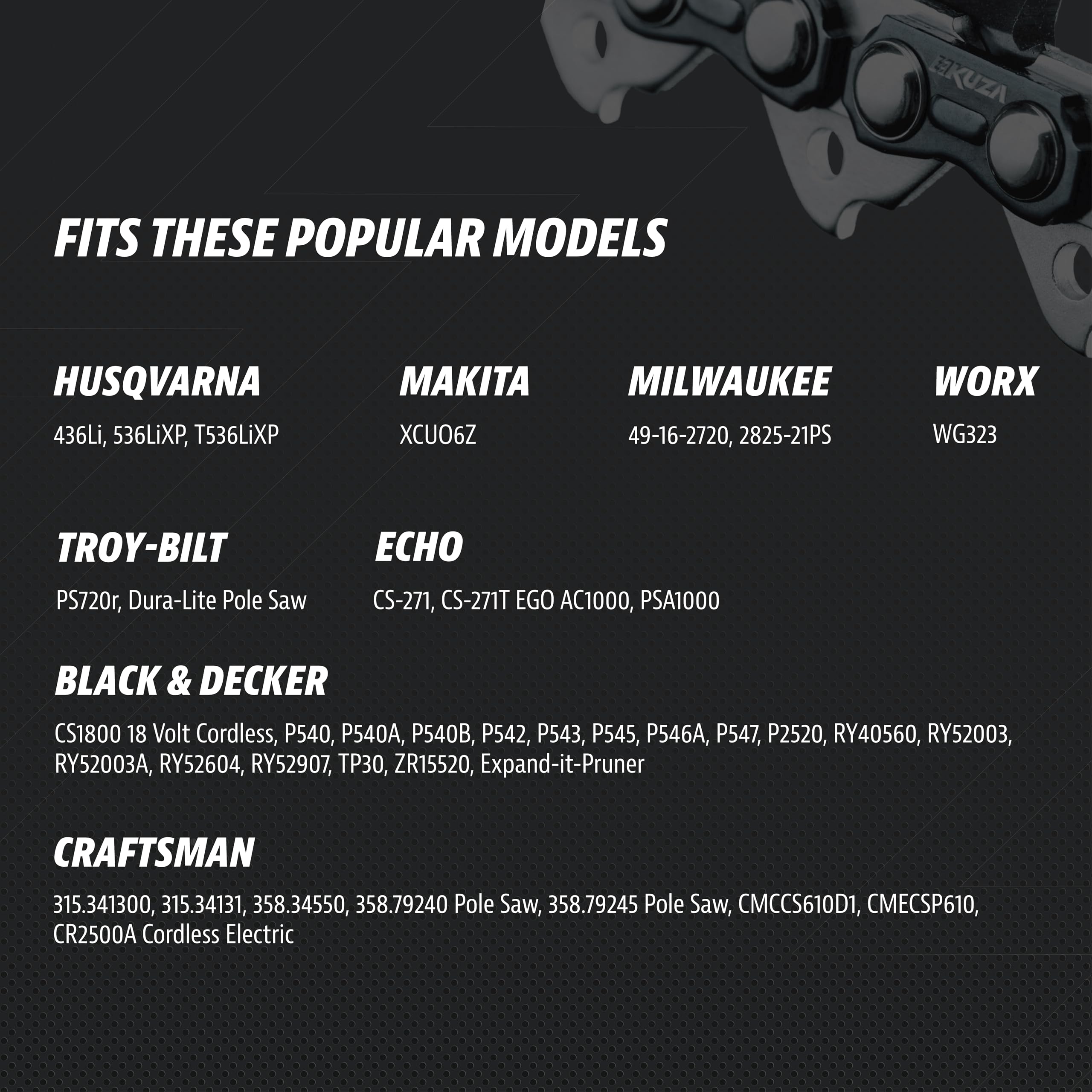 German steel durability detail on KUZA chain