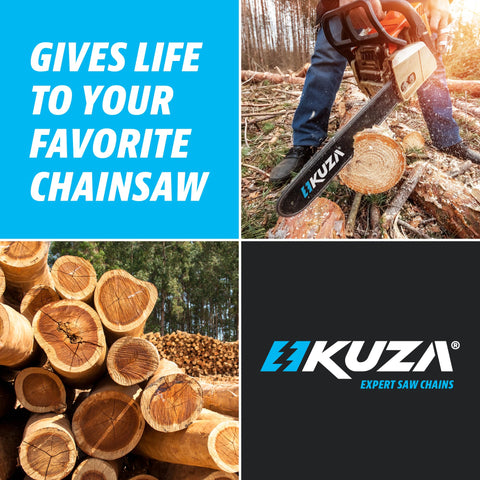 KUZA packaging highlights durable chain and easy replacement for homeowners.