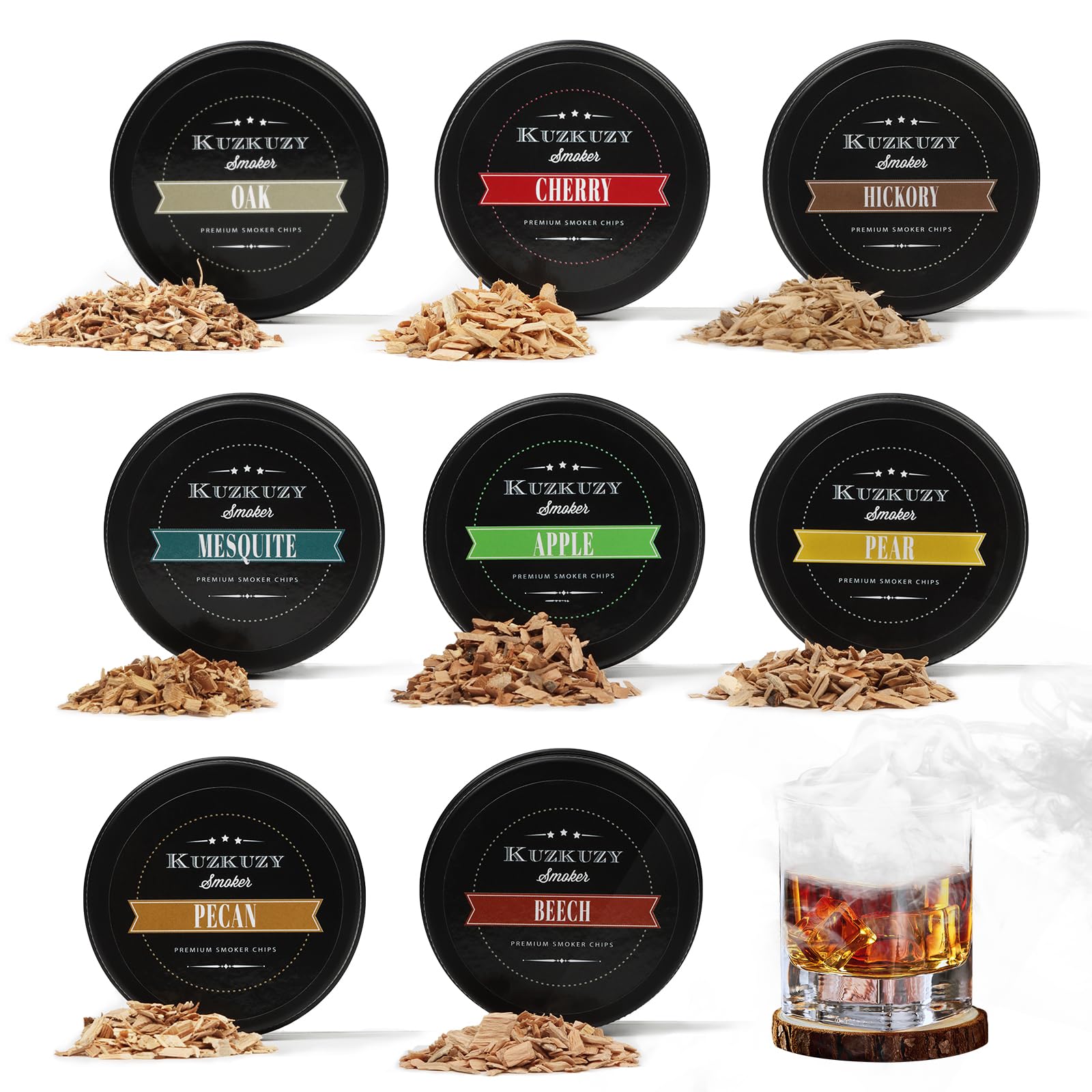 KUZKUZY Apple wood chips for balanced smoke in bourbon cocktails