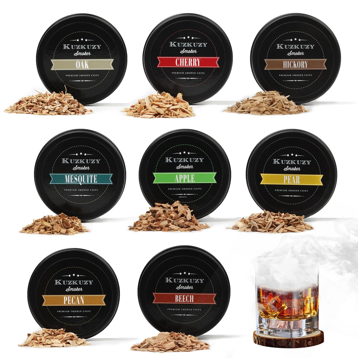 KUZKUZY Apple wood chips for balanced smoke in bourbon cocktails