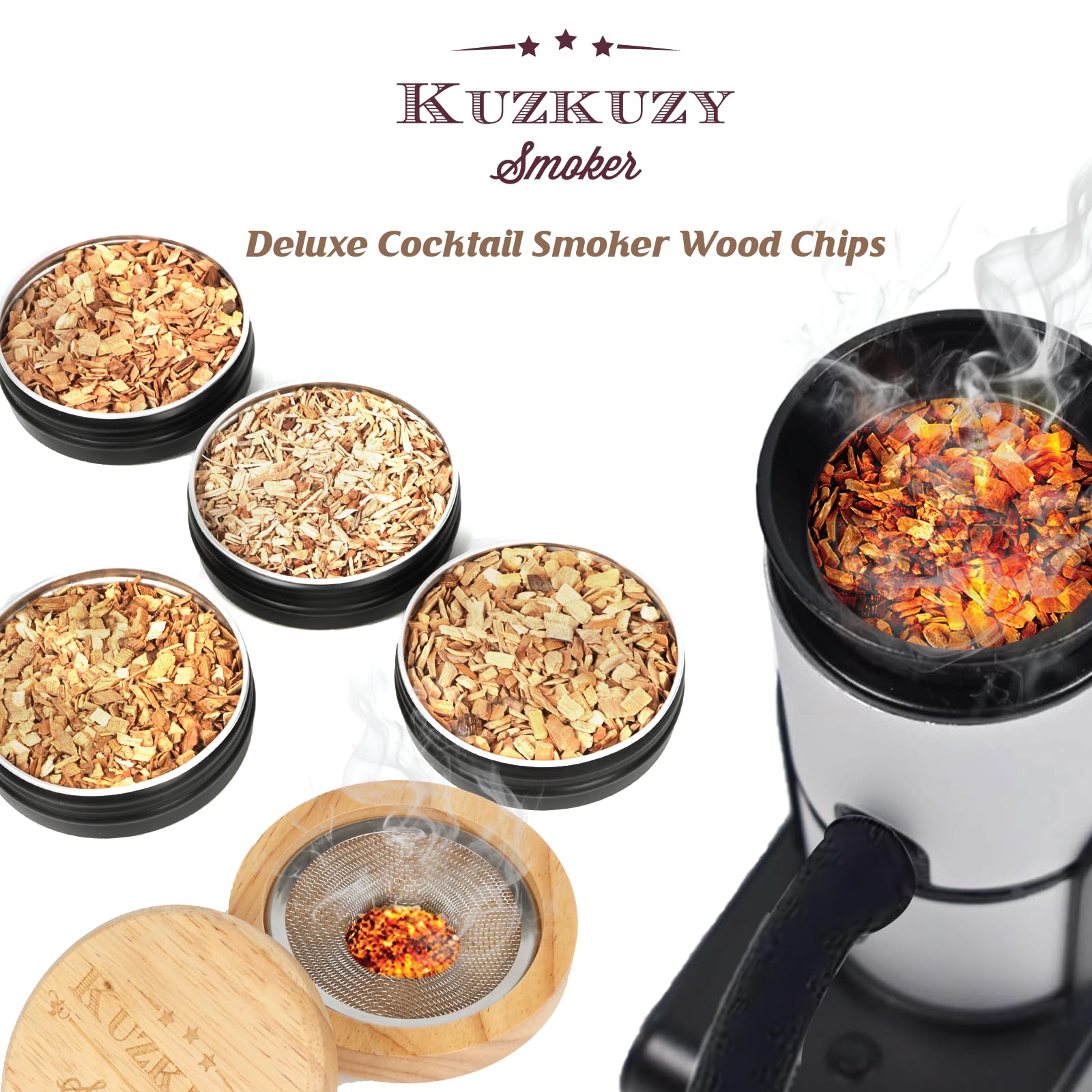 KUZKUZY Mesquite wood chips deliver bold smoke for drinks