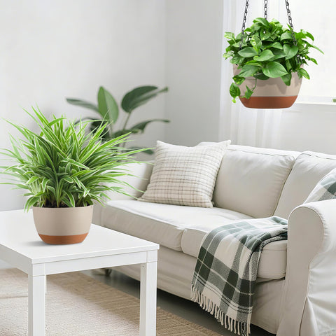Kvetto hanging planter color block design adds modern style.