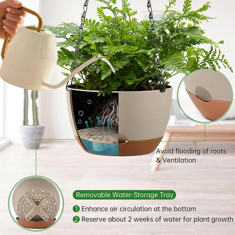 Kvetto hanging planter metal chains and hooks ensure outdoor durability.