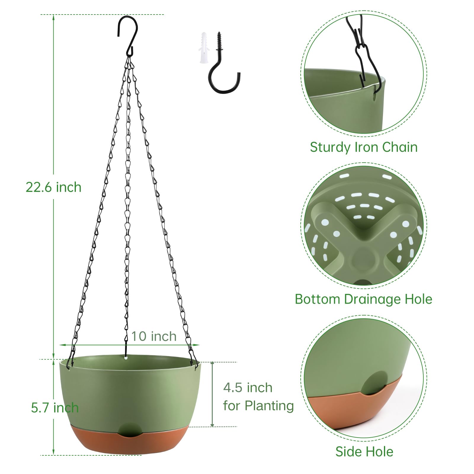 Kvetto self-watering hanging planter with water-storage tray for low-maintenance care.