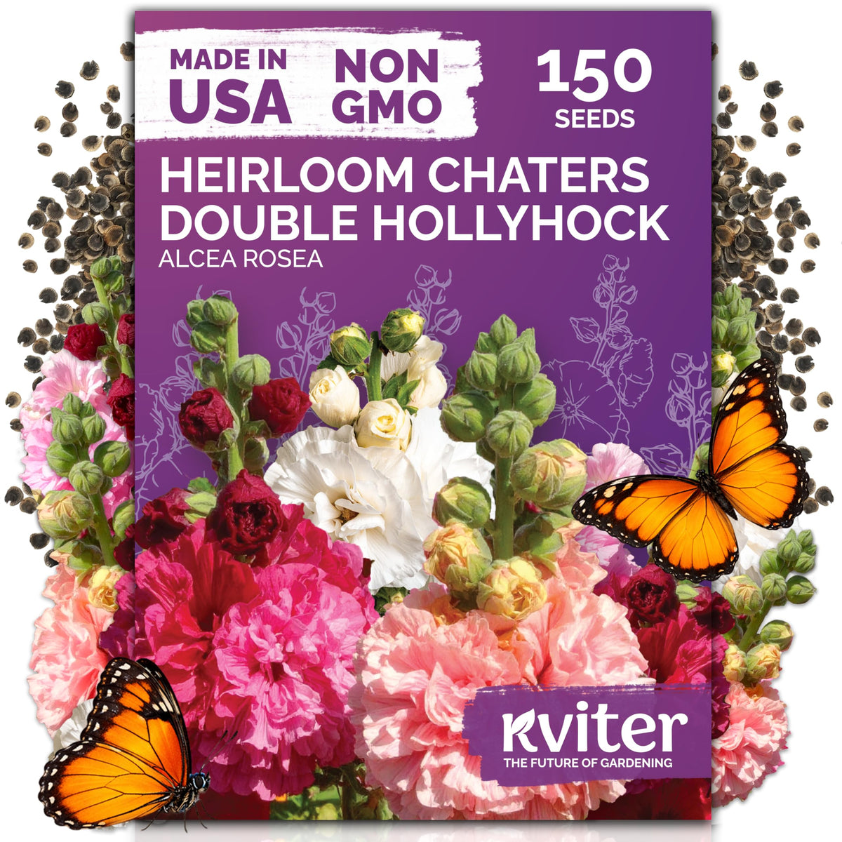 KVITER 150 Chaters hollyhock seeds germination sprouts ready to fill beds.