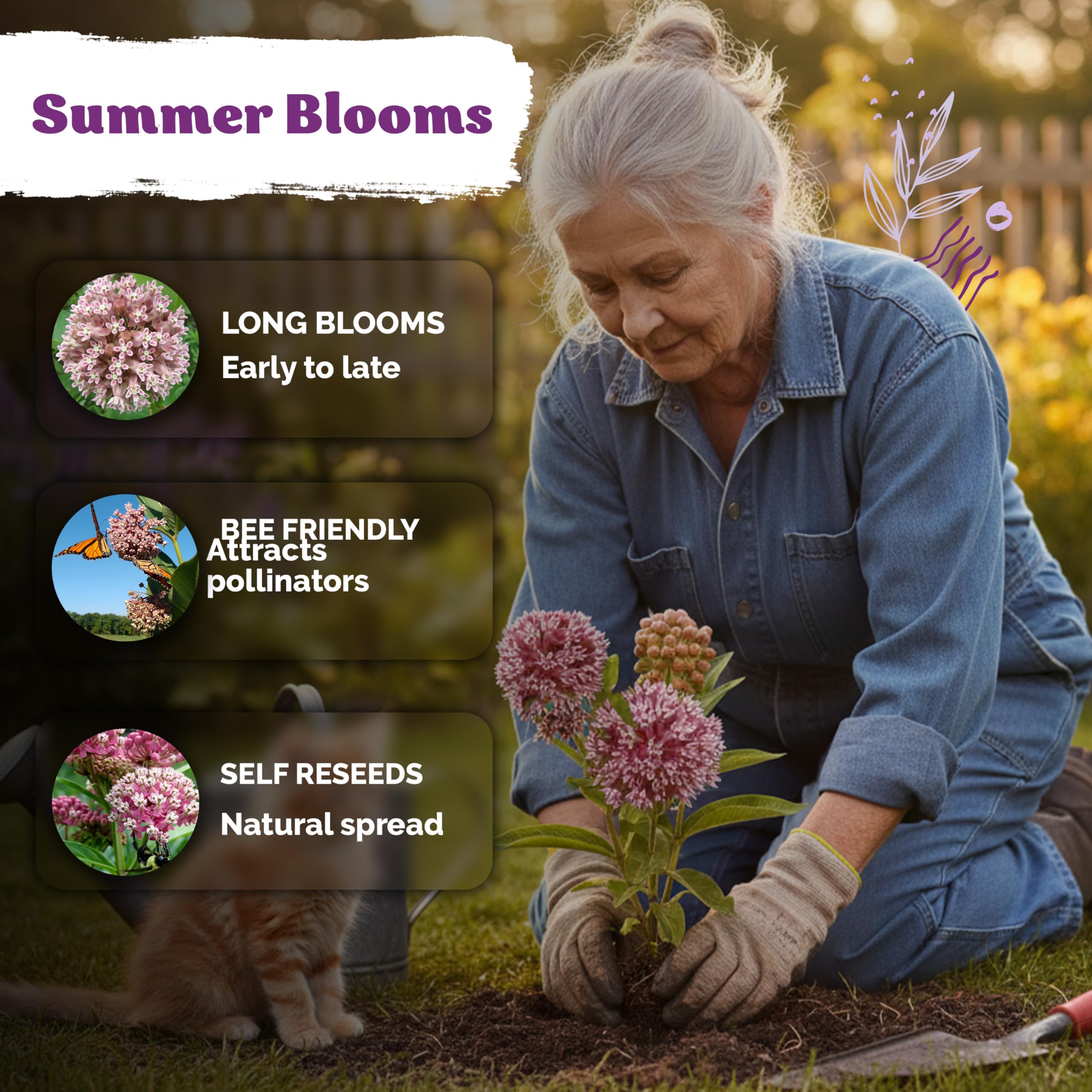 KVITER leaves and pink flowers create a vibrant garden contrast.