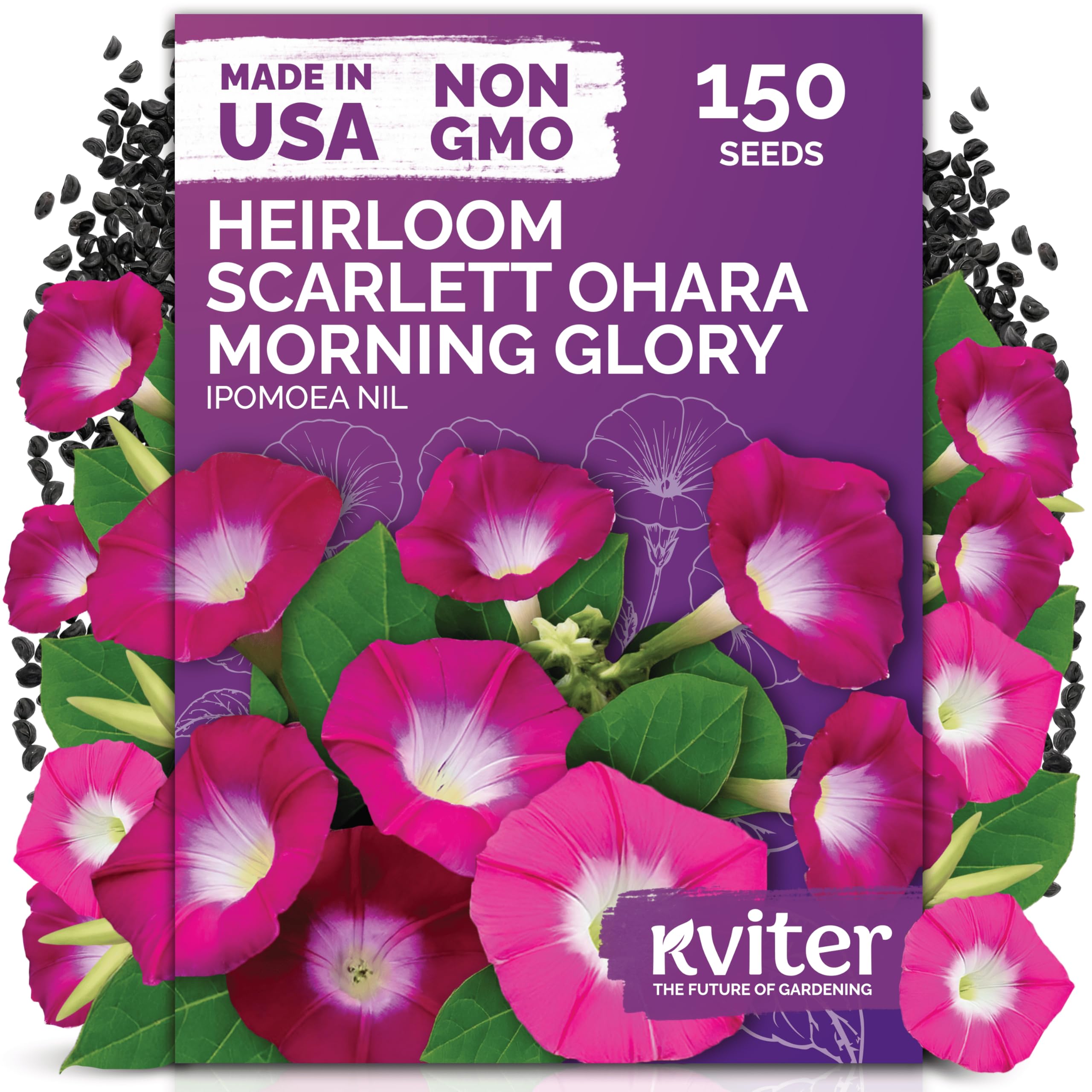 KVITER 150 Scarlett O'Hara seed pack for vibrant red morning glory vines.