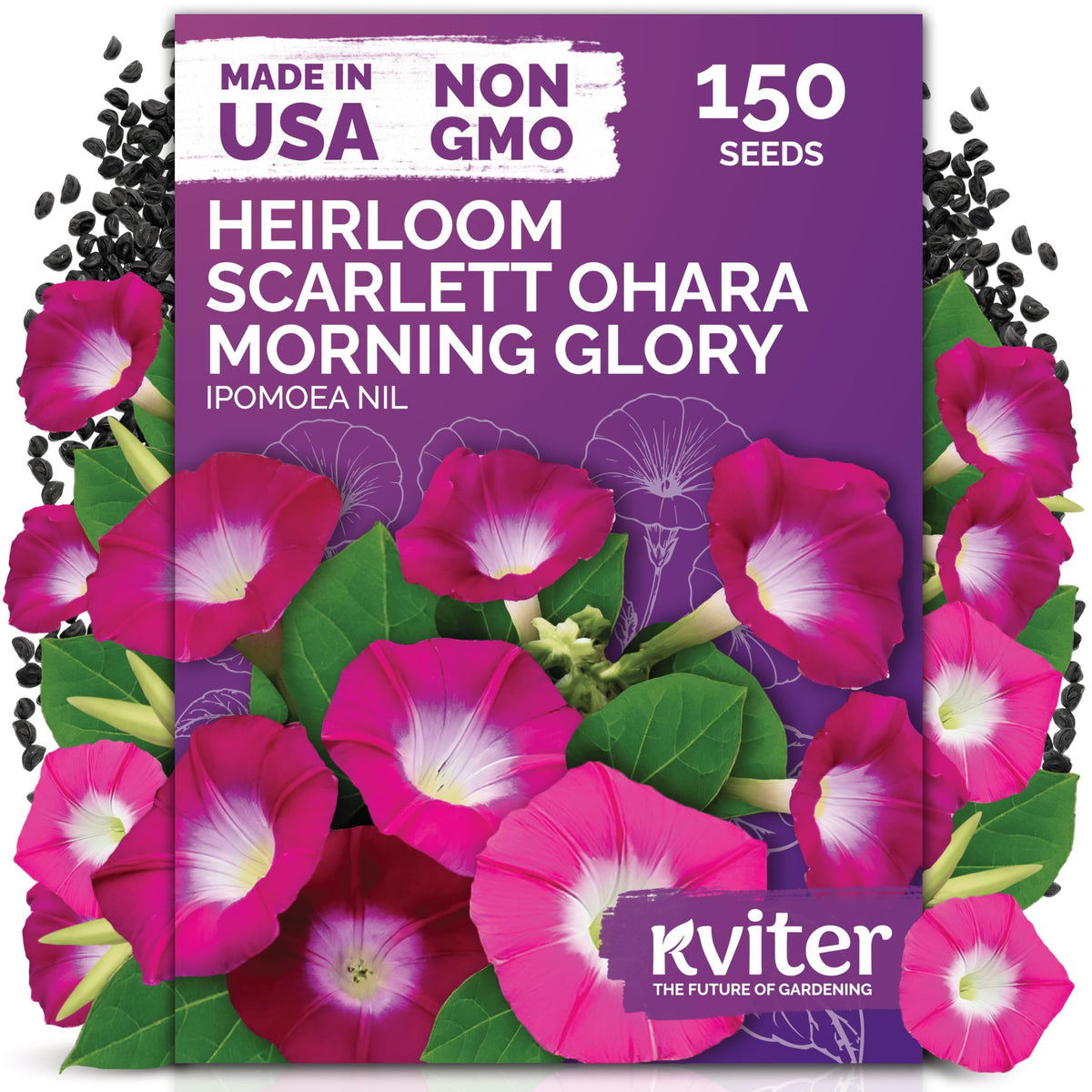 KVITER 150 Scarlett O'Hara seed pack for vibrant red morning glory vines.