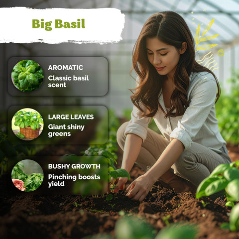 KVITER 2000 outdoor basil garden bed with lush leaves.