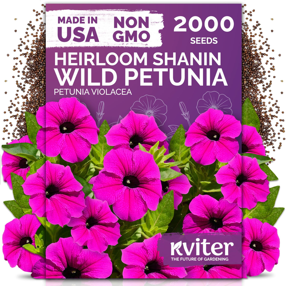 KVITER 2000 Shanin Wild Petunia seeds bulk pack ready for vibrant outdoor displays.