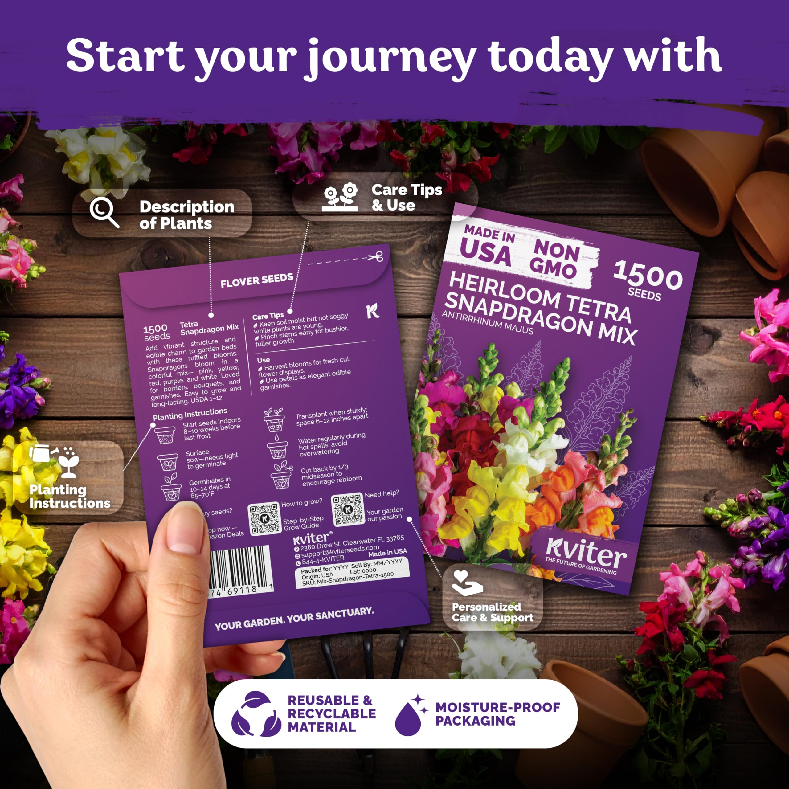 KVITER 3,000 seeds pack enables bold, repeat plantings for ongoing bloom.