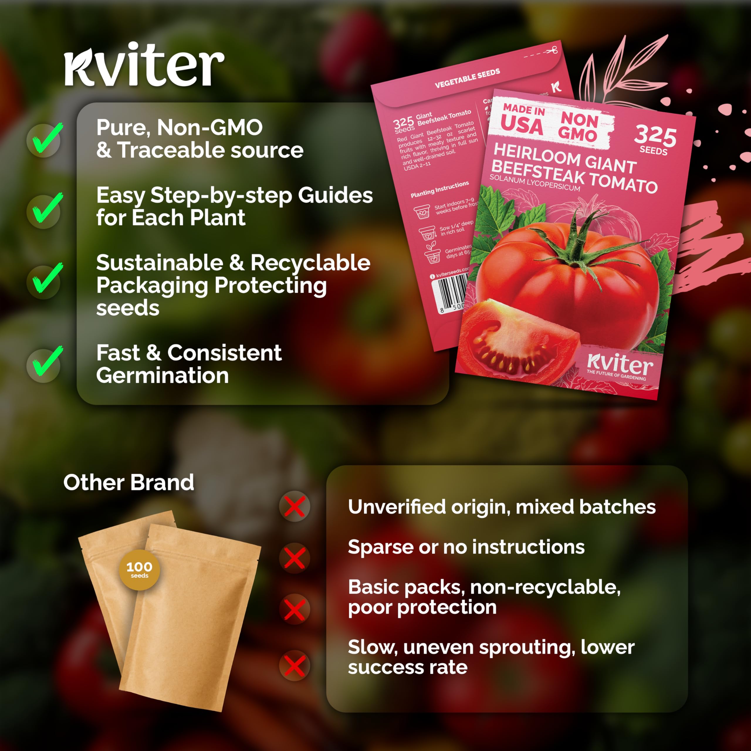 KVITER 325 fast germination seeds sprout in 7–10 days.