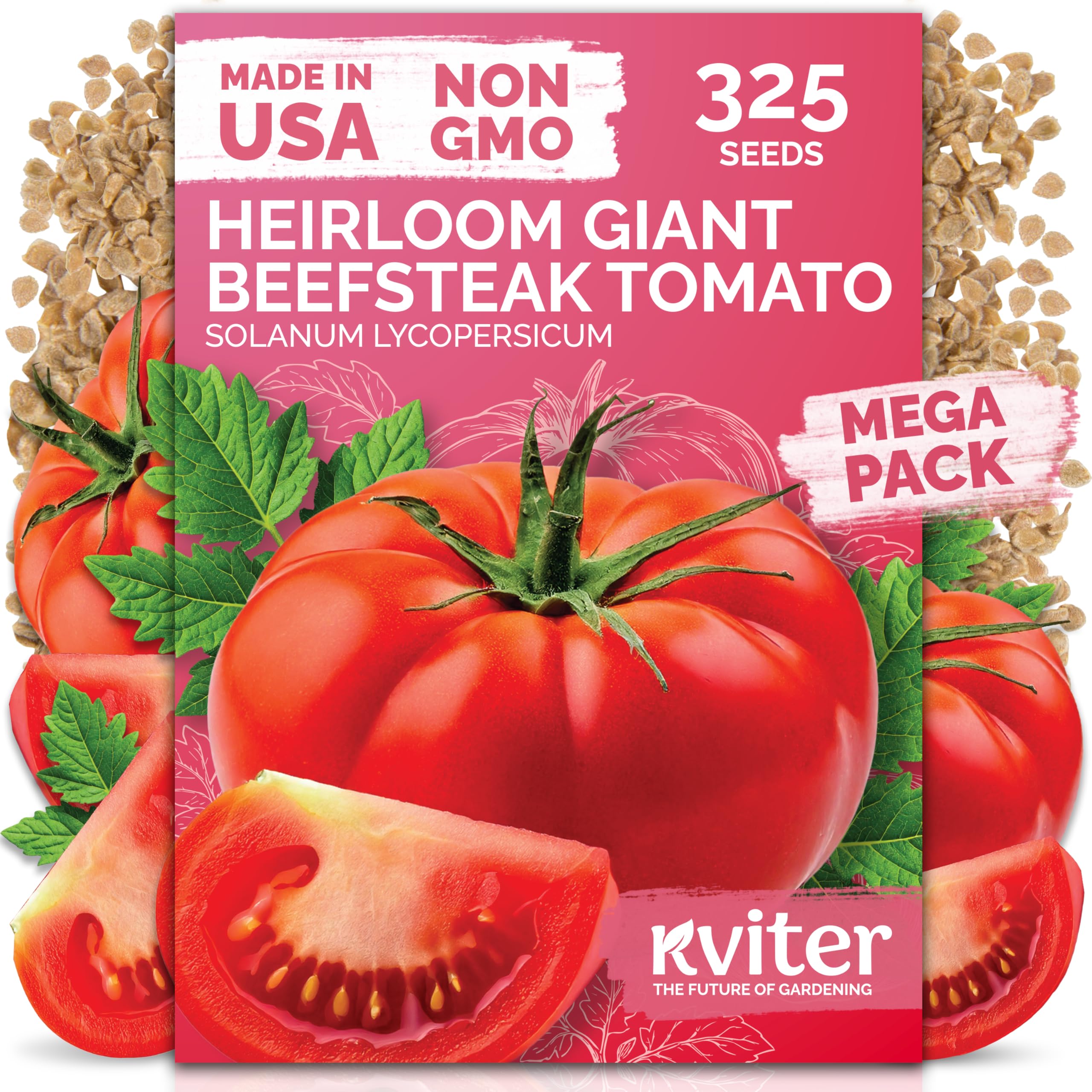 KVITER 325 giant beefsteak tomatoes seeds pack ready for planting in sunny beds.