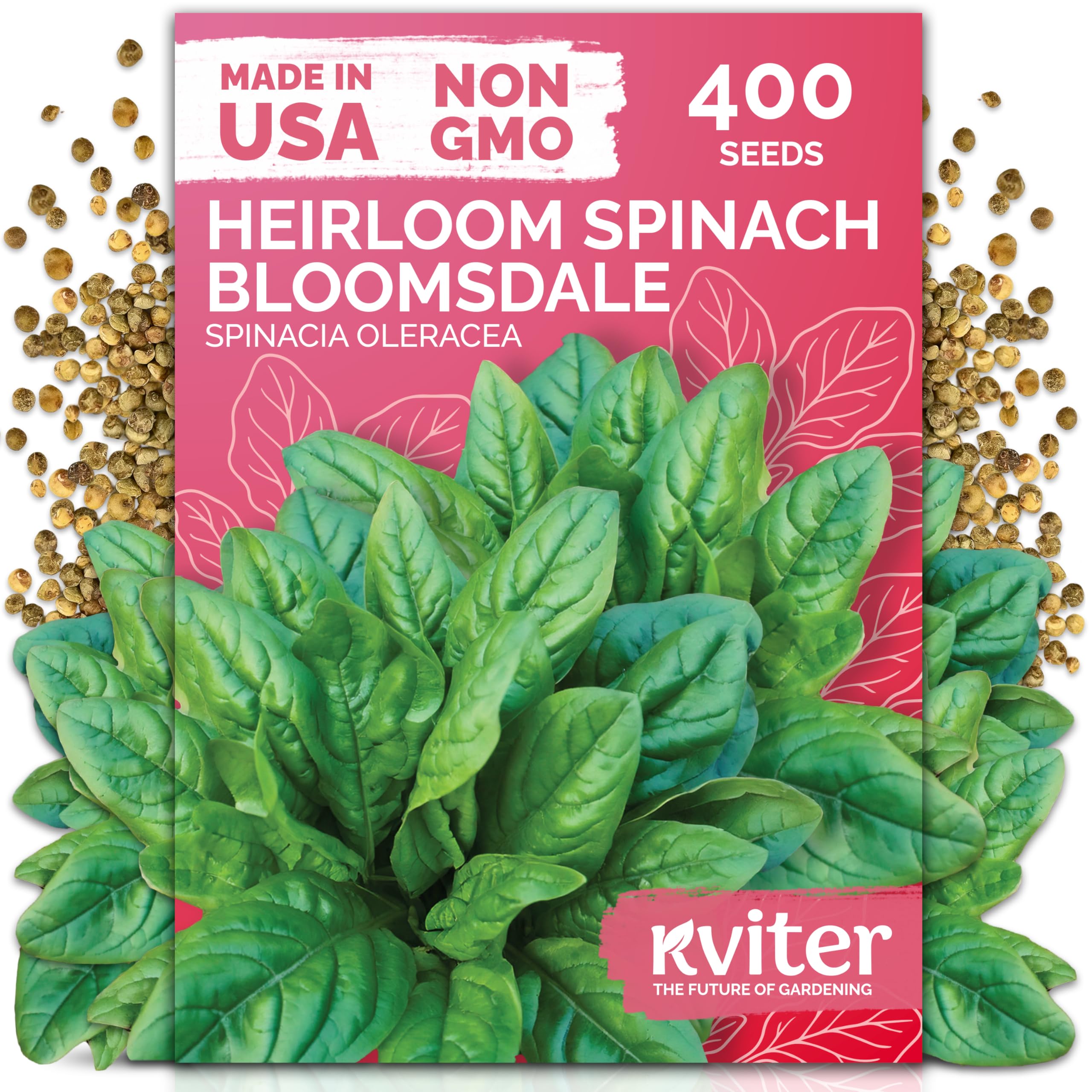 KVITER 400 Bloomsdale spinach seeds pack—heirloom non-GMO seeds for reliable outdoor planting.