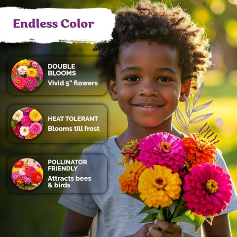 KVITER 550 Dahlia Zinnia Seeds 40-inch stems for dramatic garden displays.