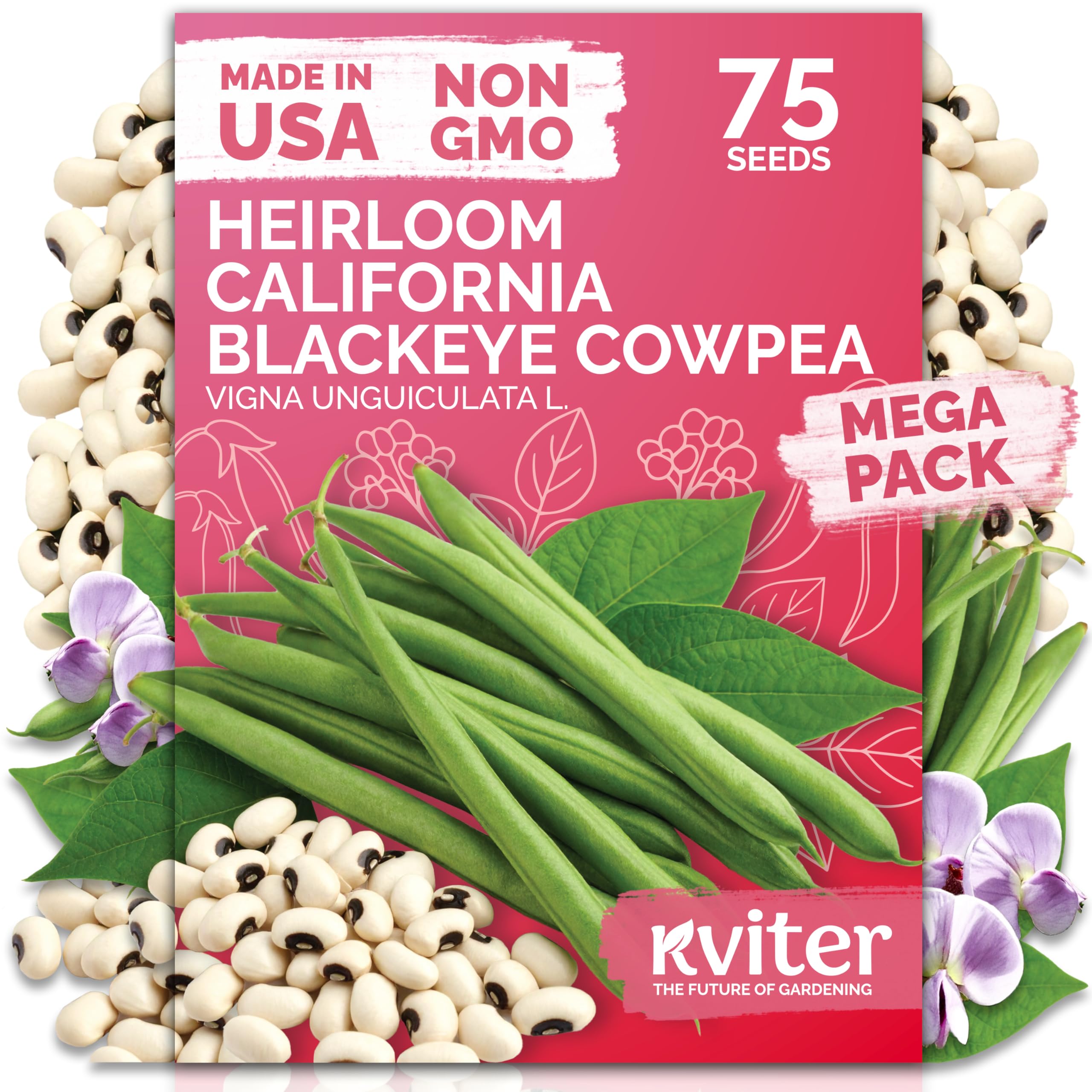 KVITER California Black Eyed Peas seeds seed packet ready for outdoor planting