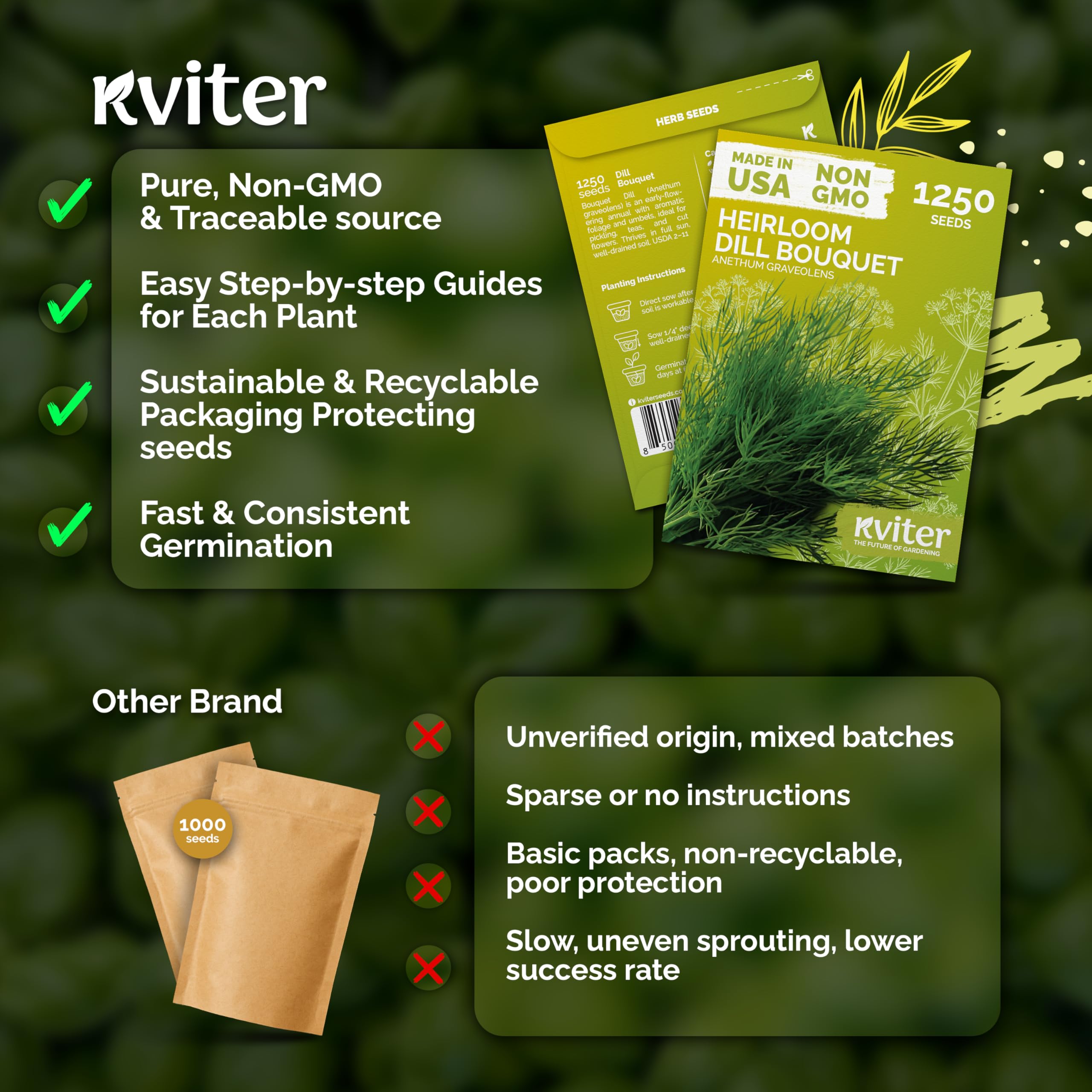 KVITER dill grows outdoors or indoors in beds, pots, and containers.