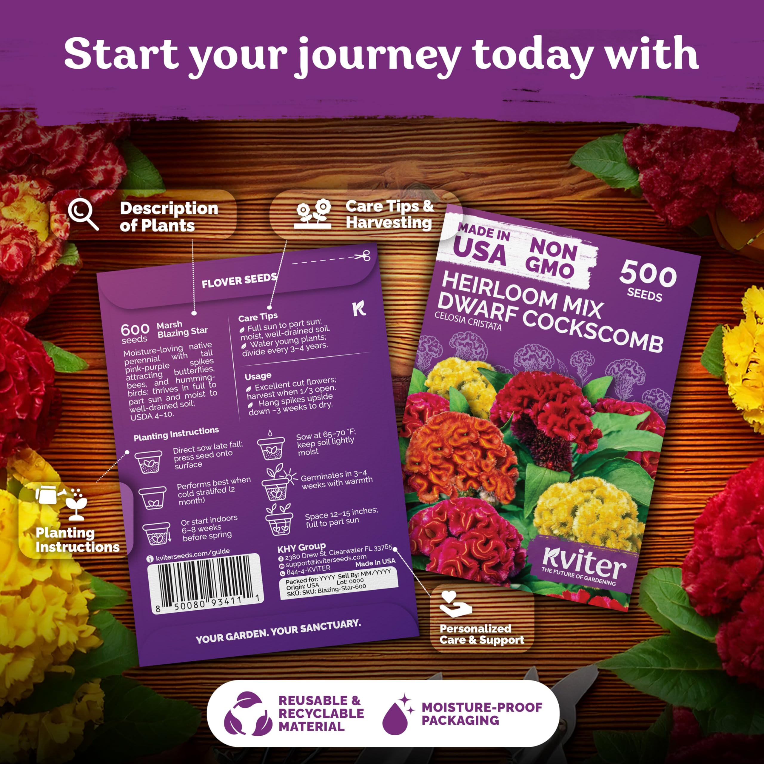 KVITER dwarf mix seeds packet ready for easy spring sowing and color