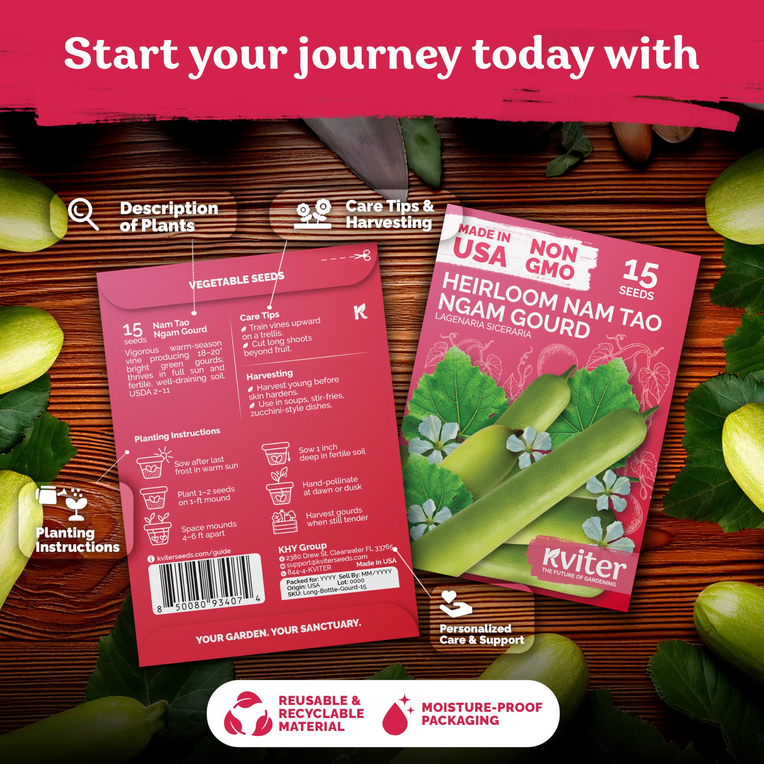KVITER gourd seeds germination schedule in 5–14 days for faster start.